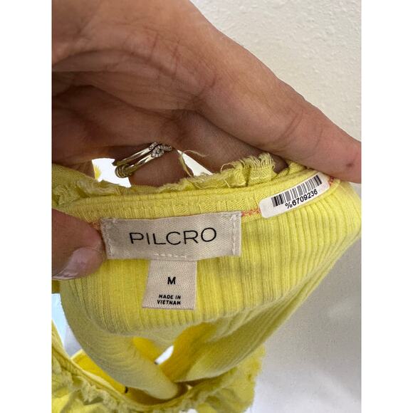 Pilcro Yellow Ruffle V-Neck Sleeveless Top Size M - Picture 6 of 6